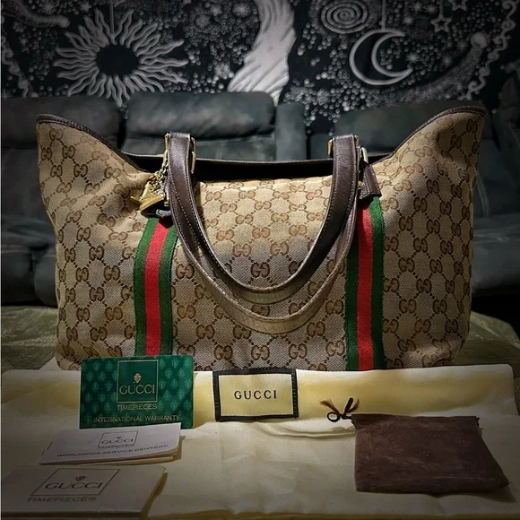 Authentic Vintage Gucci Beige and Brown Women's Tote Bag  on sale make offer - Picture 9 of 17